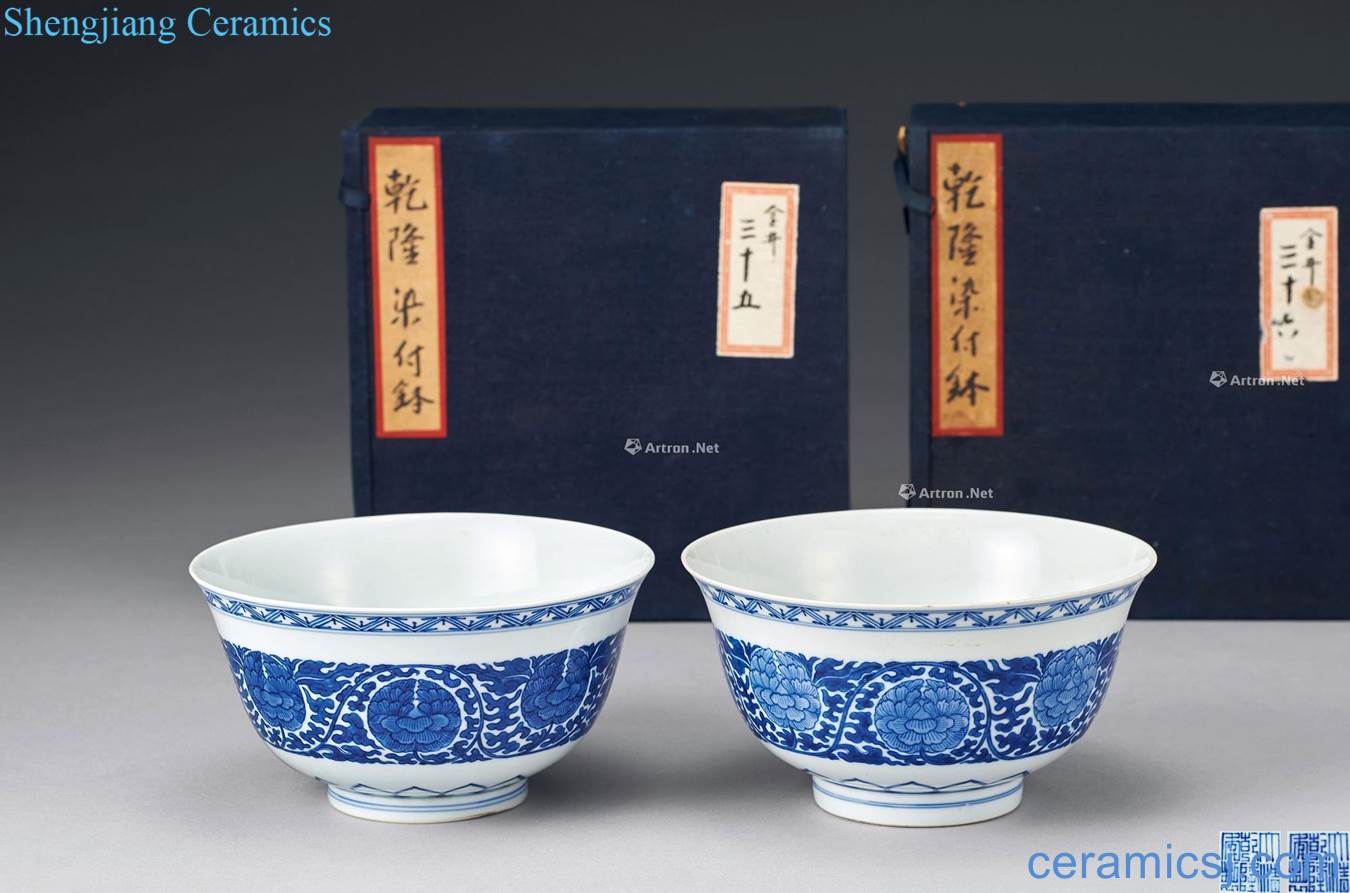 Qing qianlong Blue and white spends peony grains bowl (a)