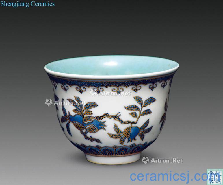 Blue and white colour ShenDeTang system many children green-splashed bowls