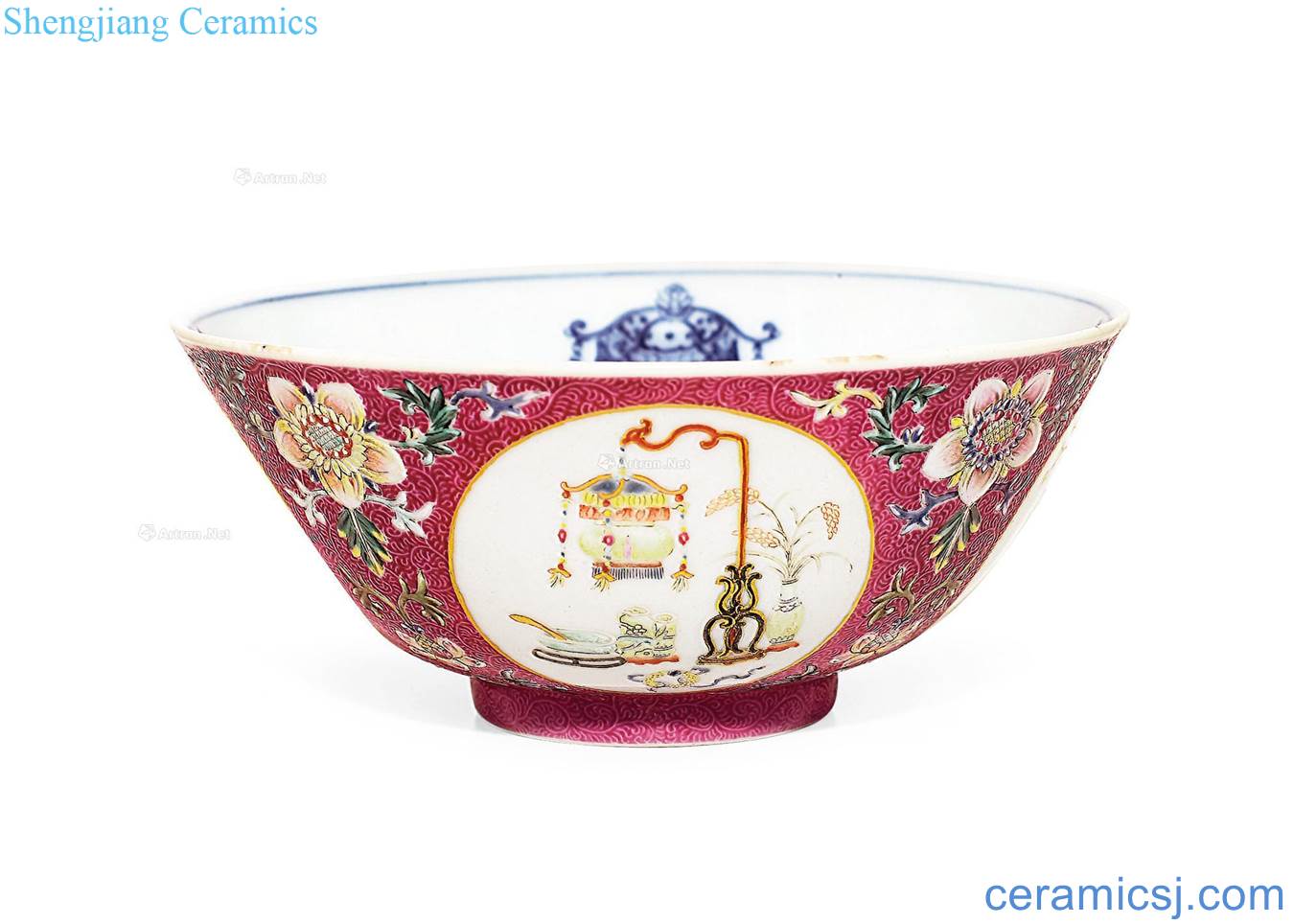 Qing daoguang Carmine pastel mill good harvest bowl