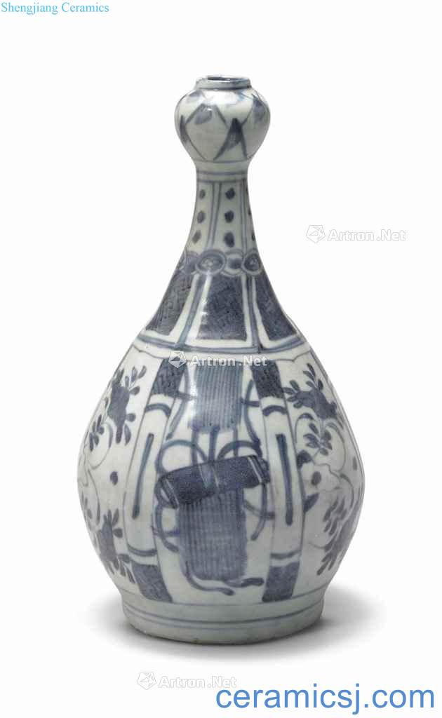 TRANSITIONAL, MID ~ 17 th CENTURY A HATCHER CARGO 'BLUE AND WHITE GARLIC expressions using the VASE