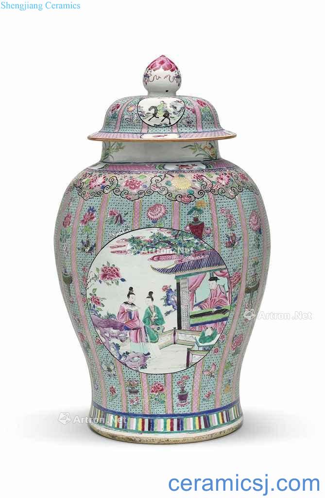 YONGZHENG PERIOD (1723-35) A MASSIVE FAMILLE ROSE JAR AND COVER
