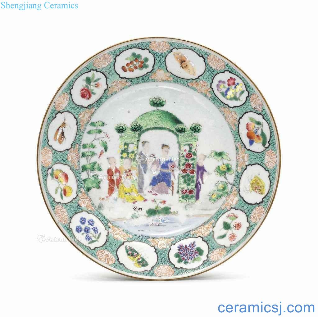 CIRCA 1738 A FAMILLE ROSE "PRONK ARBOR 'PLATE
