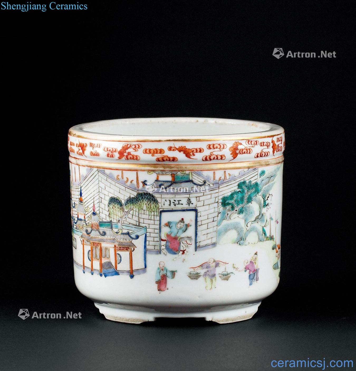In the qing dynasty (1644-1911), pastel characters story lines four-legged censer