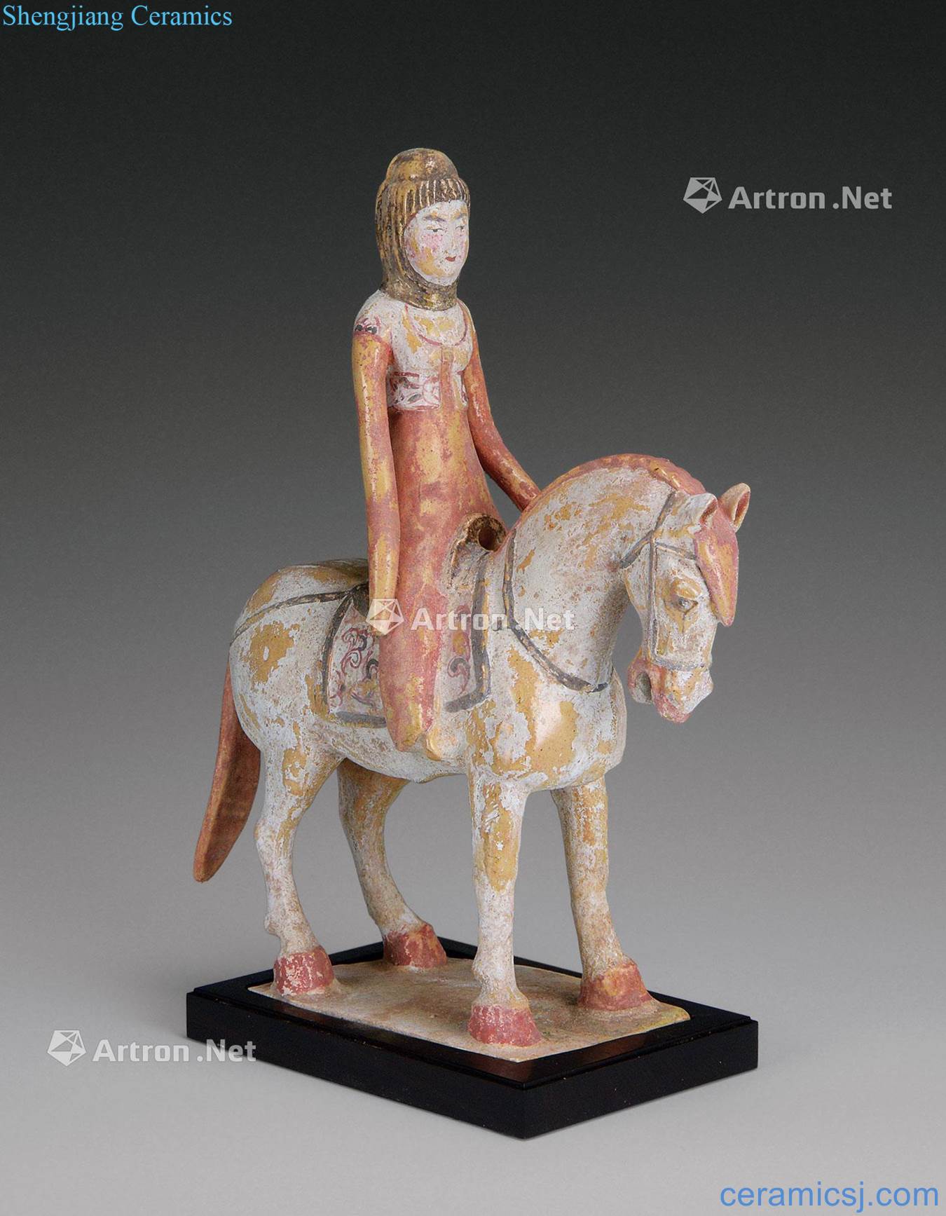 Beiqi (550-577) painted pottery lady warrior on horseback