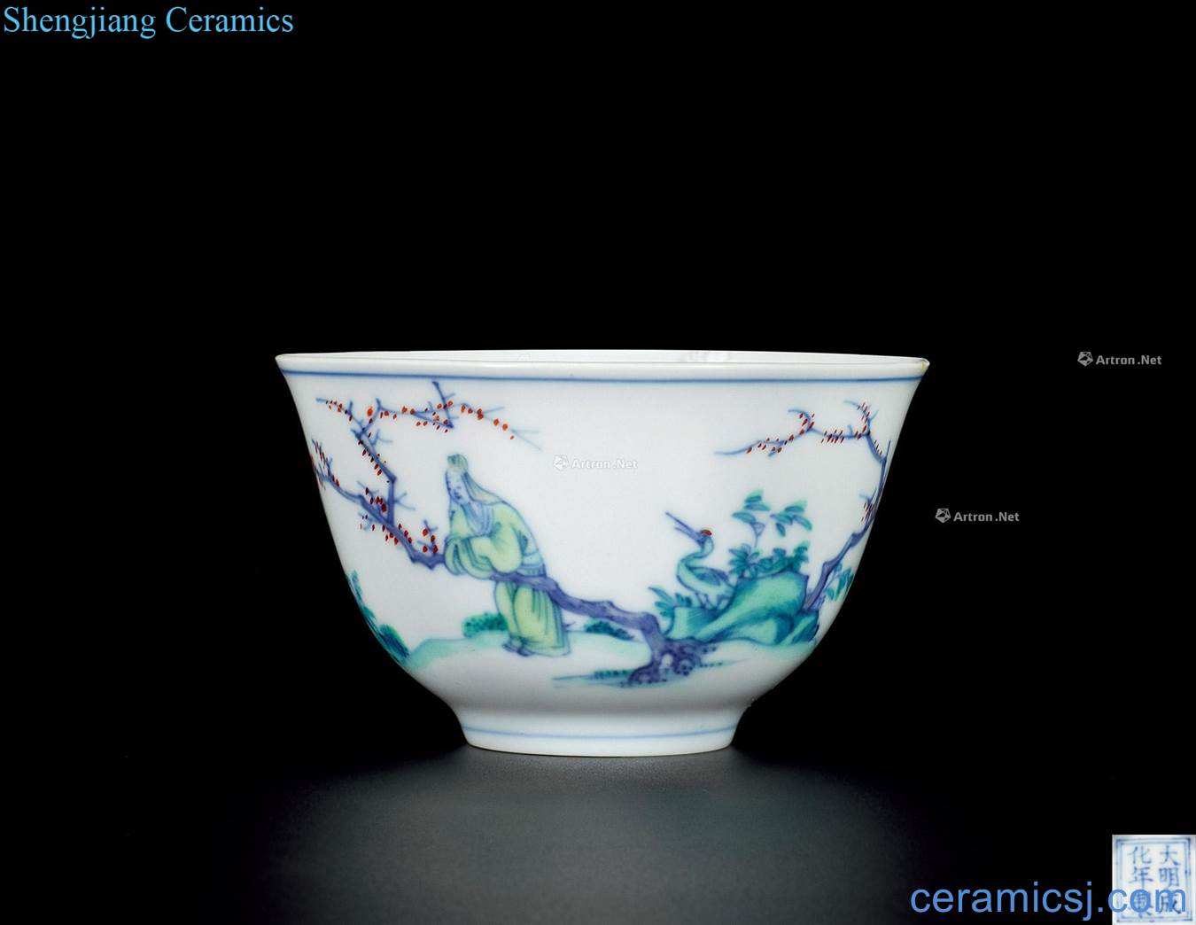 Qing yongzheng crane bucket color may wife show the cup