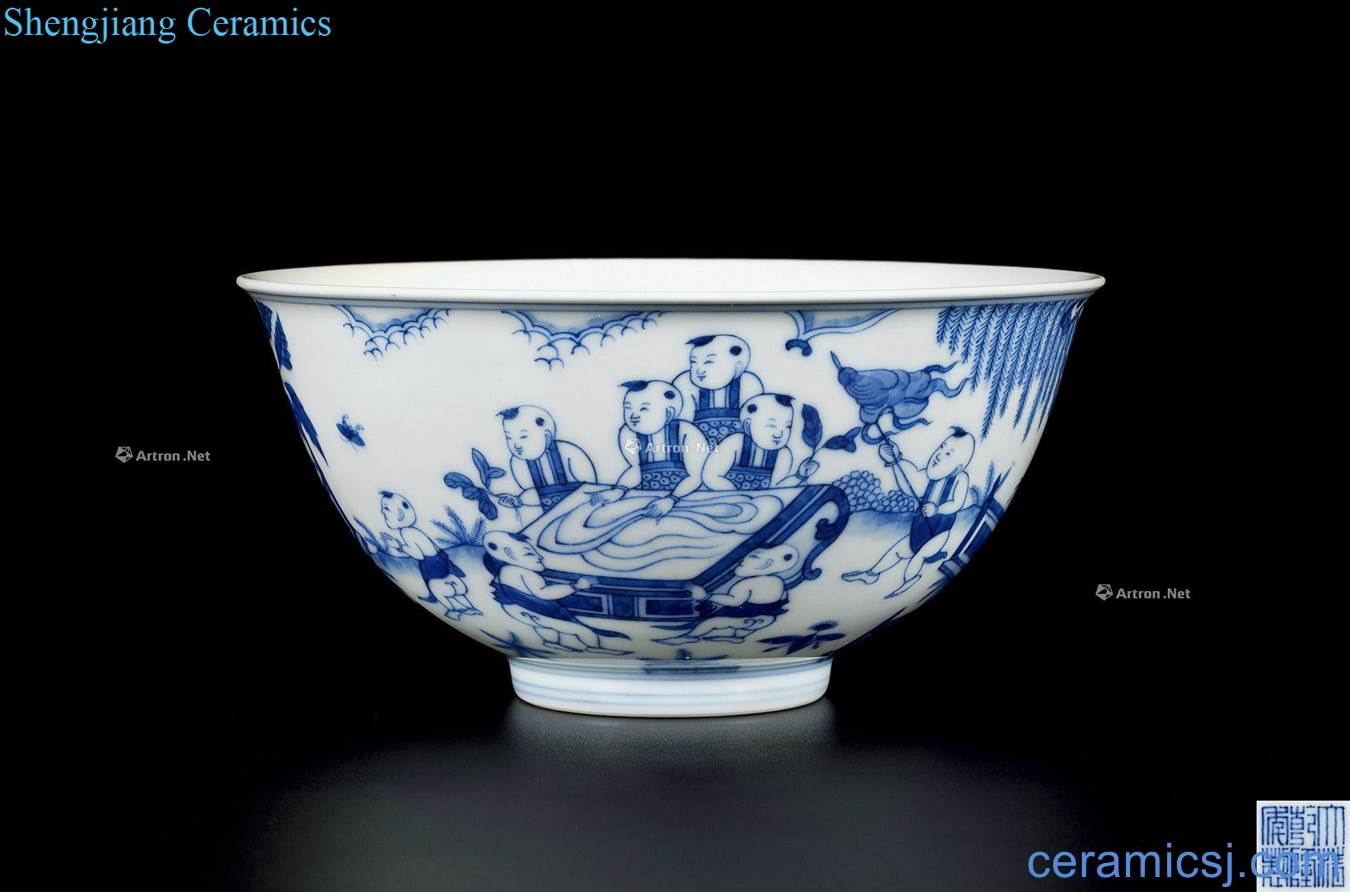 Qing qianlong blue baby play bowls
