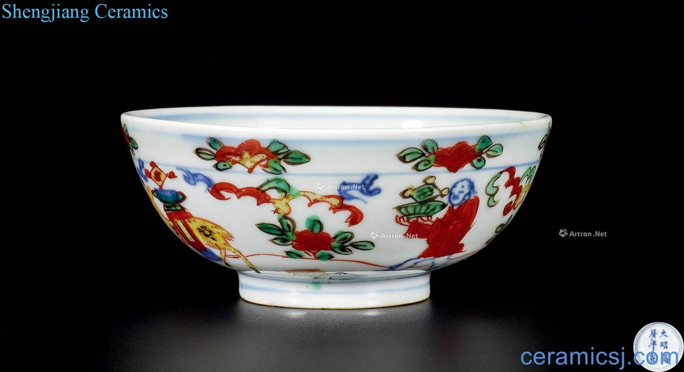 Ming wanli Figure bowl of colorful characters