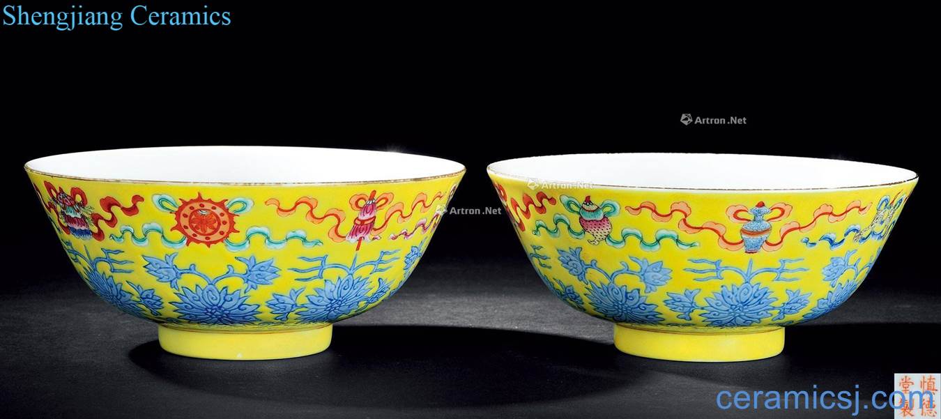 Qing daoguang Huang pastel sweet lines to the bowl