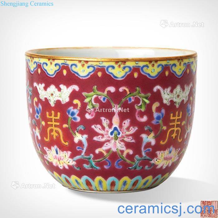 Qing jiaqing Rouge powder enamel longevity word cup