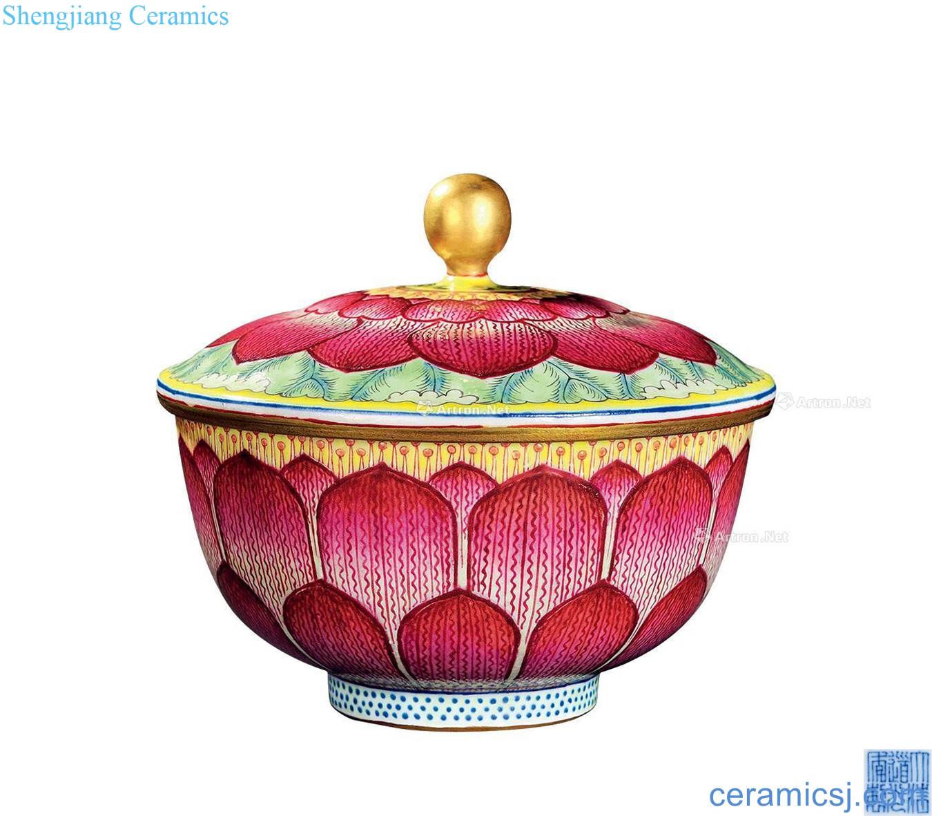 Clear light pastel lotus-shaped grain tureen