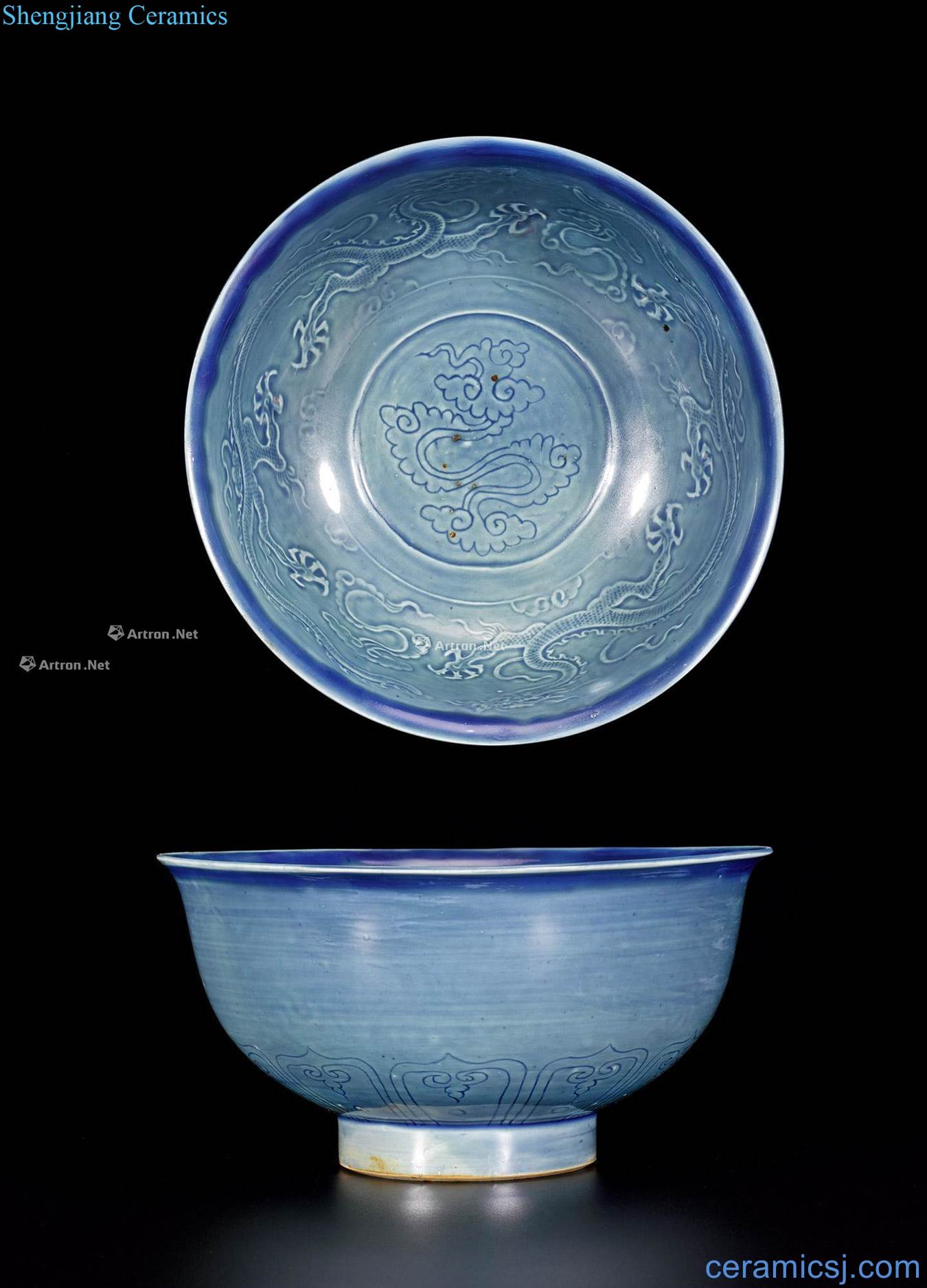 Ming hongwu ji blue glaze stamps YunLongWen big bowl