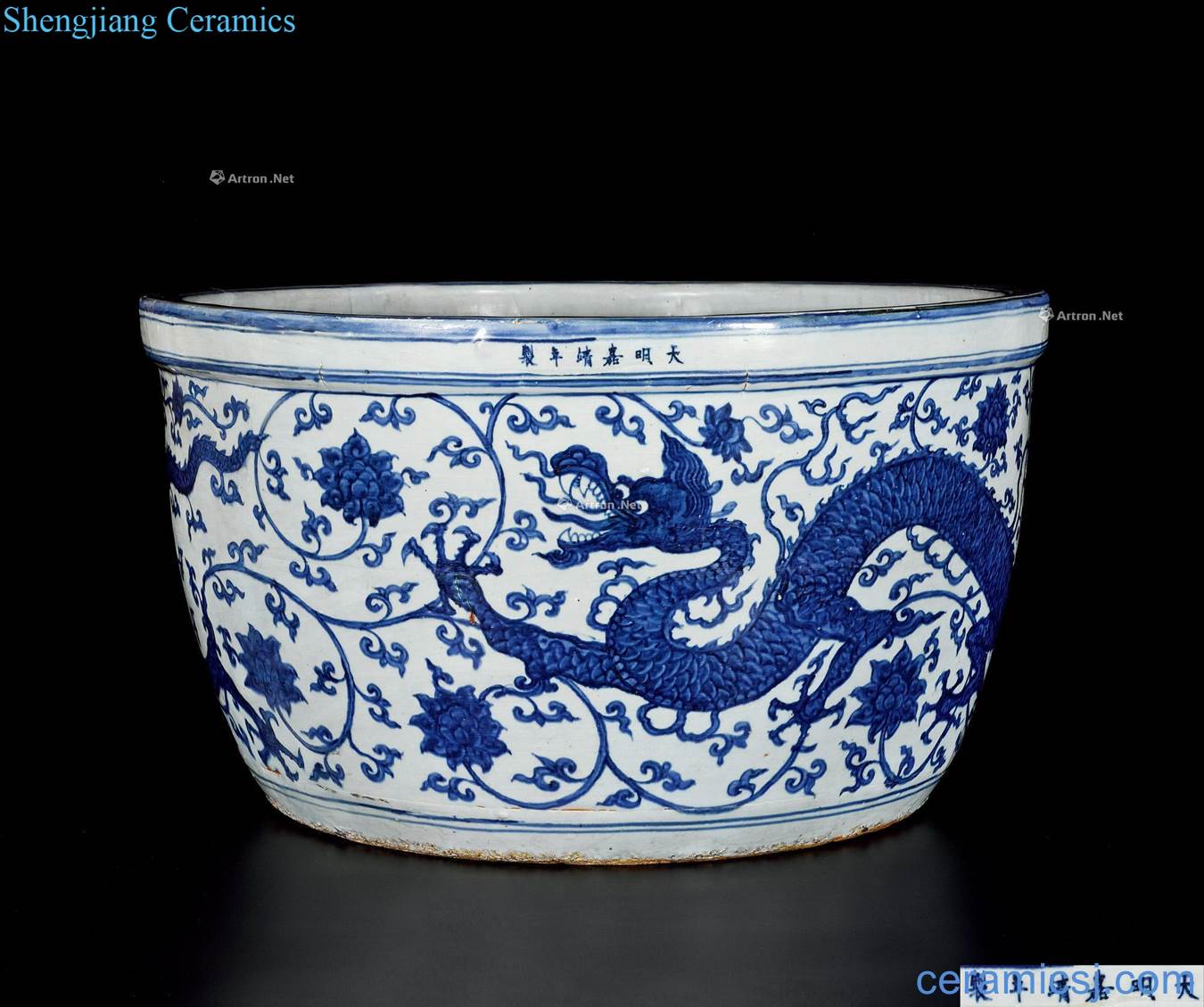 Ming jiajing Blue and white dragon vats