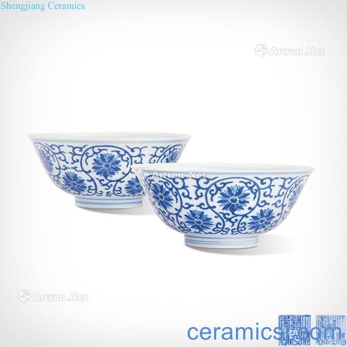 Qing daoguang Blue and white flowers green-splashed bowls bound branches (a)