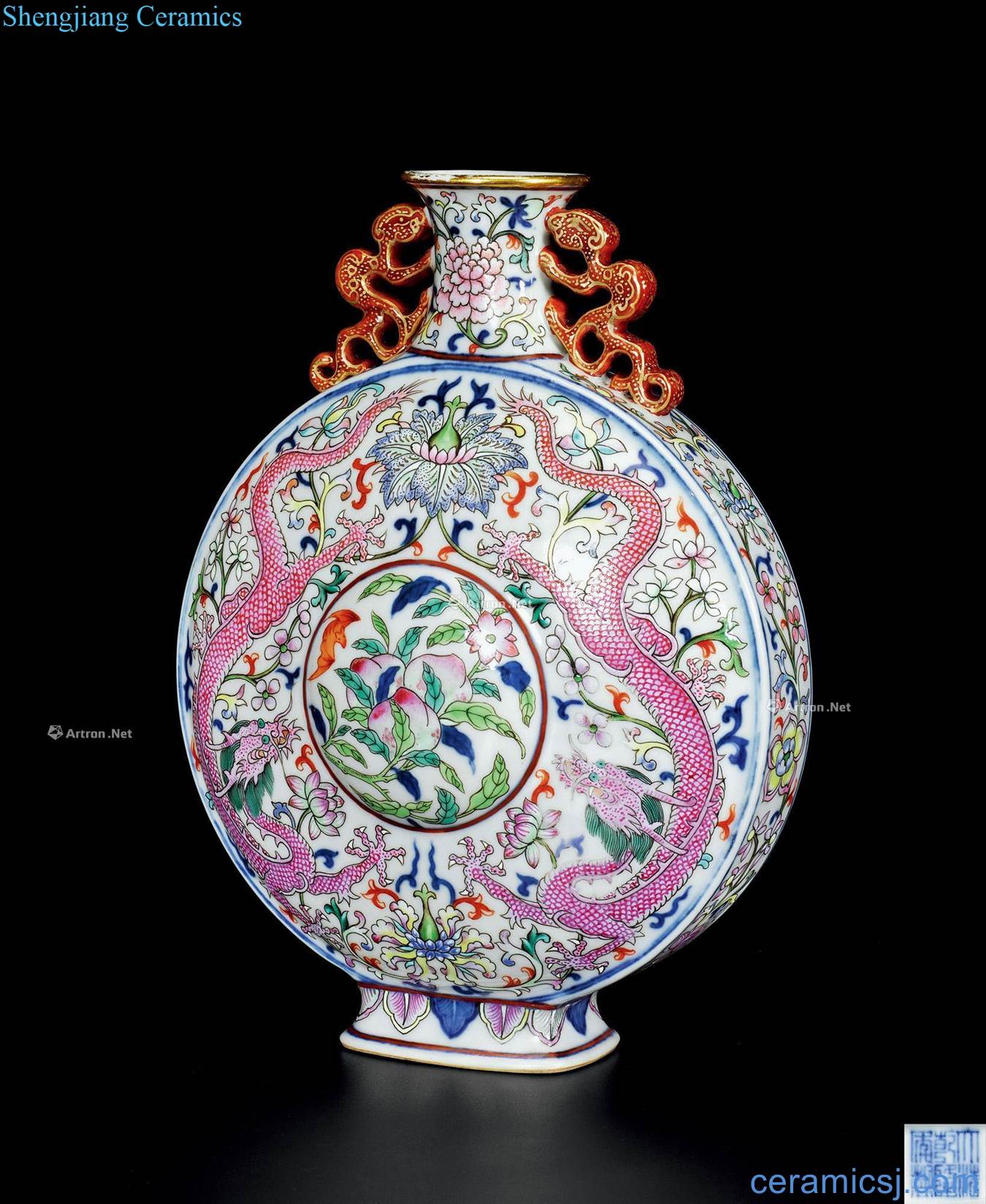 Qing qianlong porcelain enamel ssangyong's life of lines on a bottle