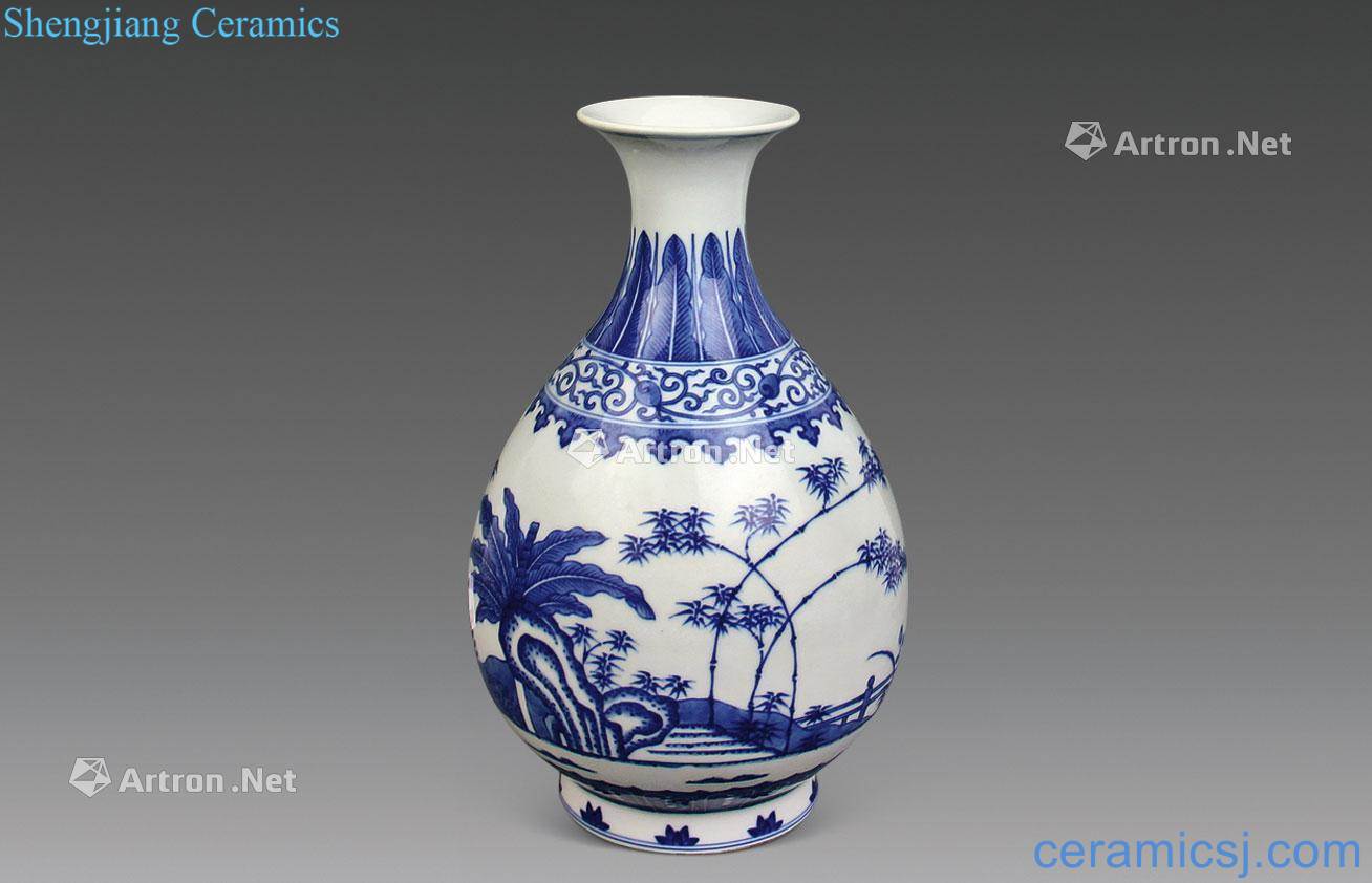 Qing guangxu Blue and white okho spring bottle