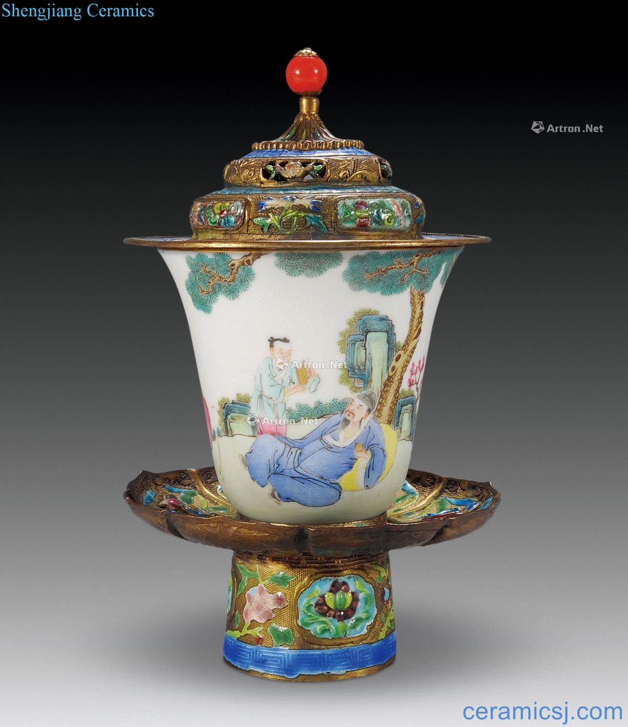 Qing qianlong pastel taibai drunk the bell for the cup