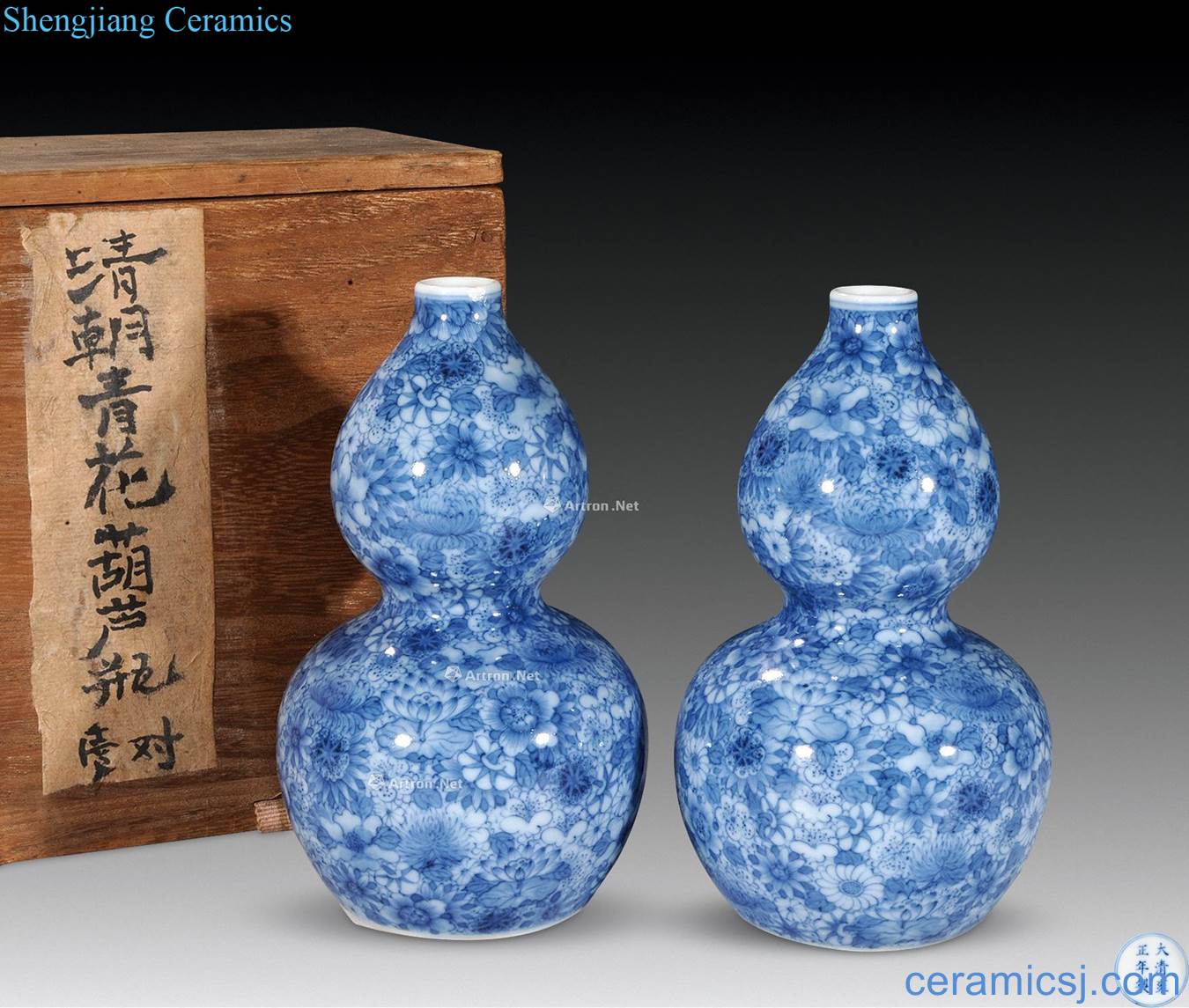 qing Blue and white best pattern bottle gourd (a)