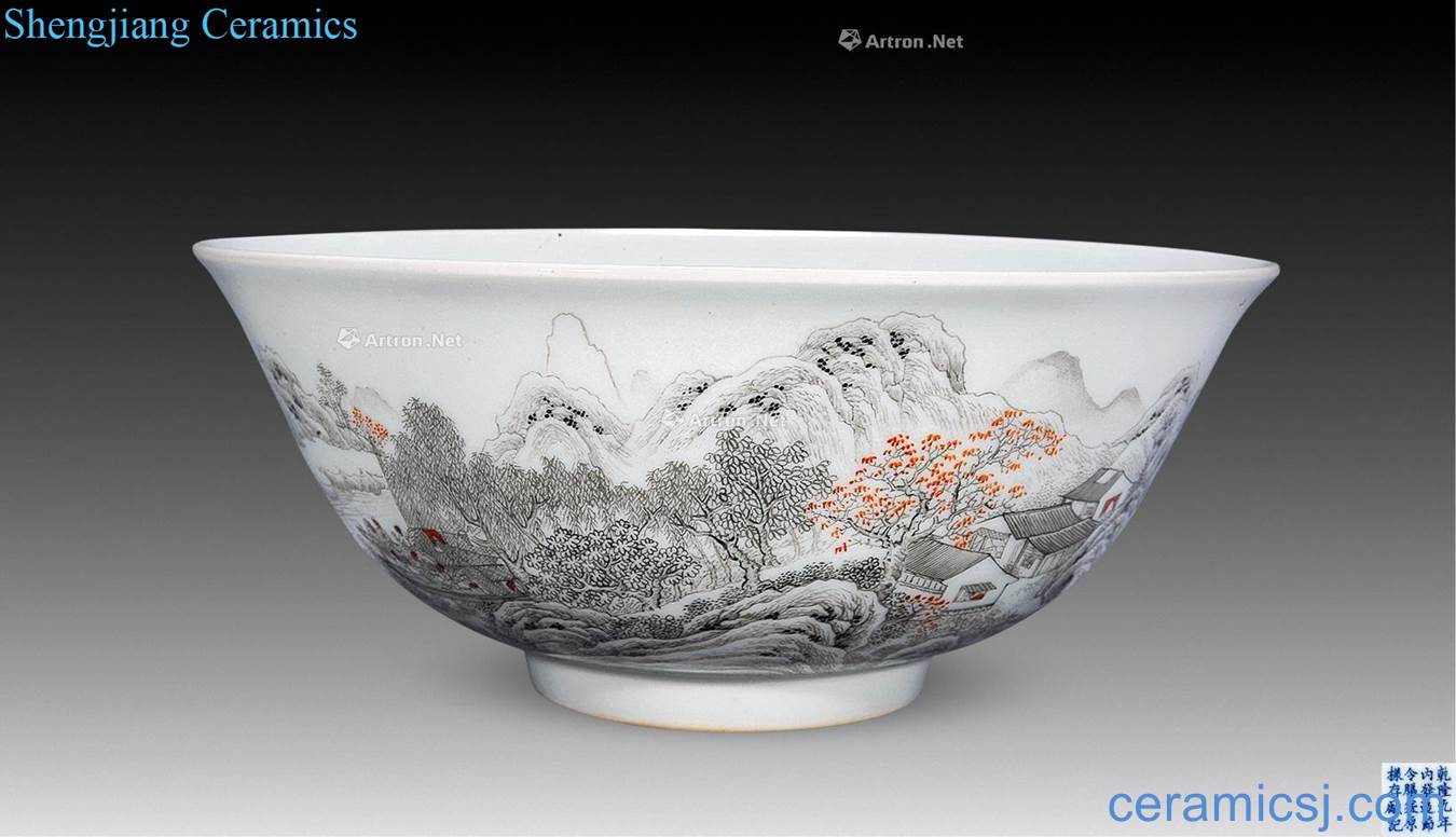 Qing qianlong Color ink landscape porcelain factory bowl