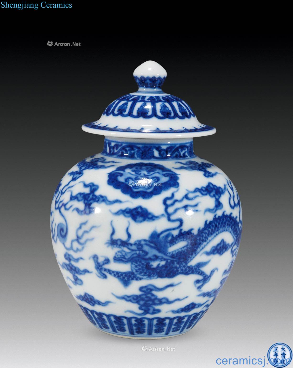 qing Blue and white dragon jar pot