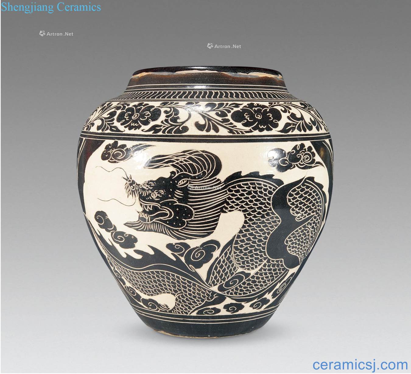 Song stuck between magnetic state kiln carved longfeng pot