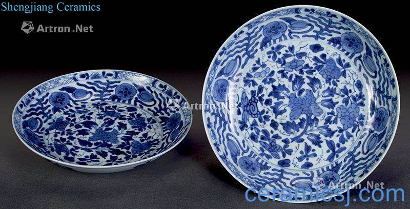 Qing yongzheng Blue and white flower plate (two)