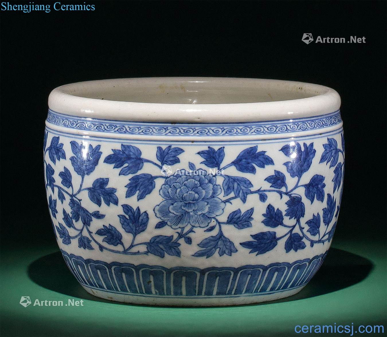 qing Blue and white tie up floral print small cylinder