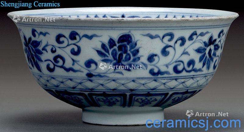 Ming blue and white flower bowls bound branches