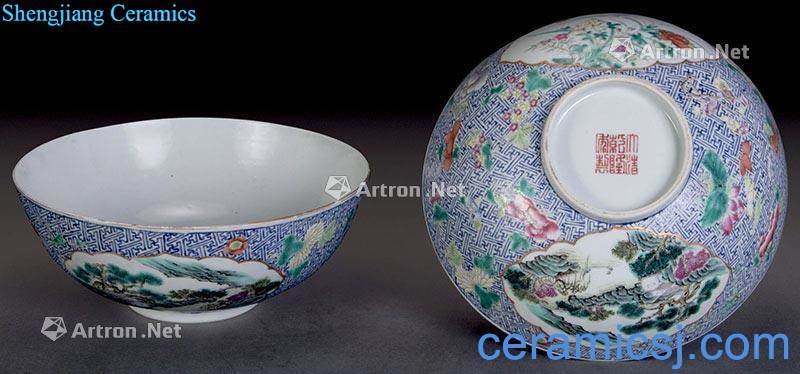 Medallion landscape bowl clear pastel kam (two)
