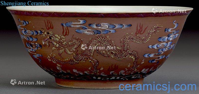 Qing sauce glaze enamel yunlong bowl