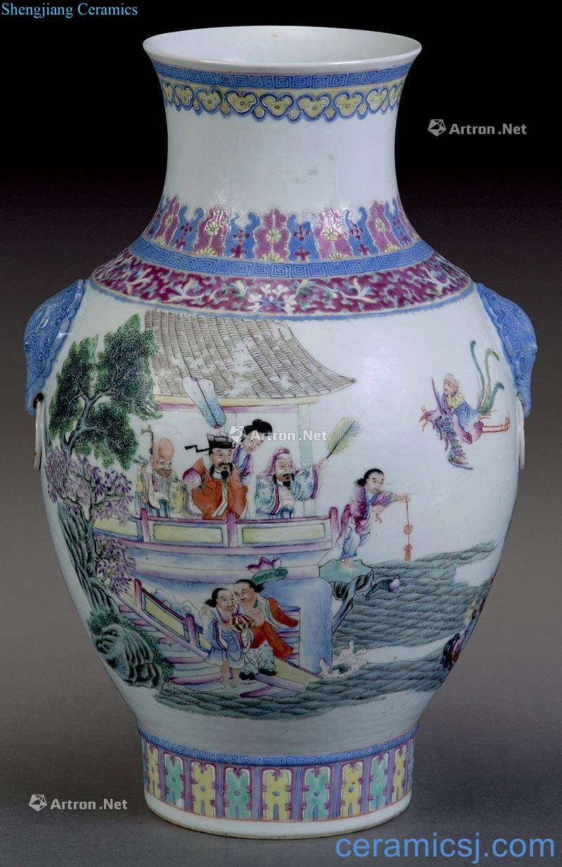 Qing dynasty vase with a pastel people object