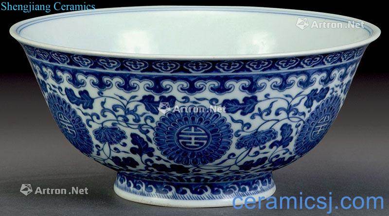 Qing qianlong Blue and white branch flowers life of the bowls